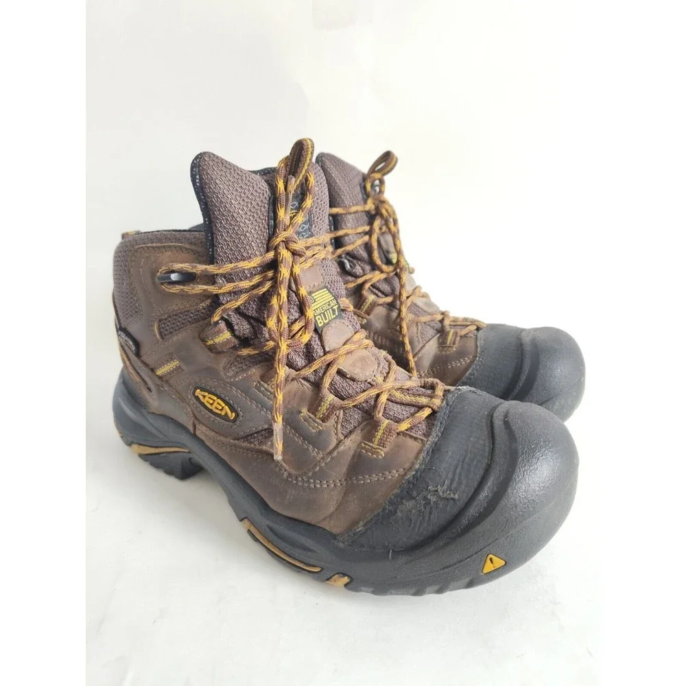Keen Utility Braddock Hiking Boots Brown Mens 9 D Dry Waterproof Rubber USA Made